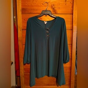 Elegant Teal Women's Top with Ring Detail